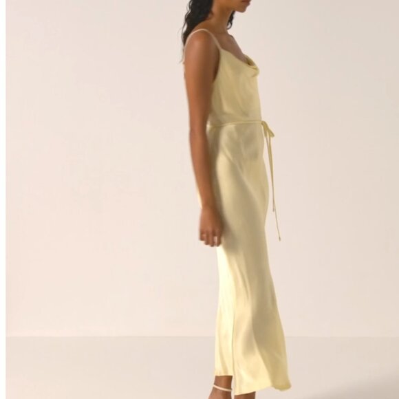 la lune bias cowl midi dress - lemon - Picture 8 of 8